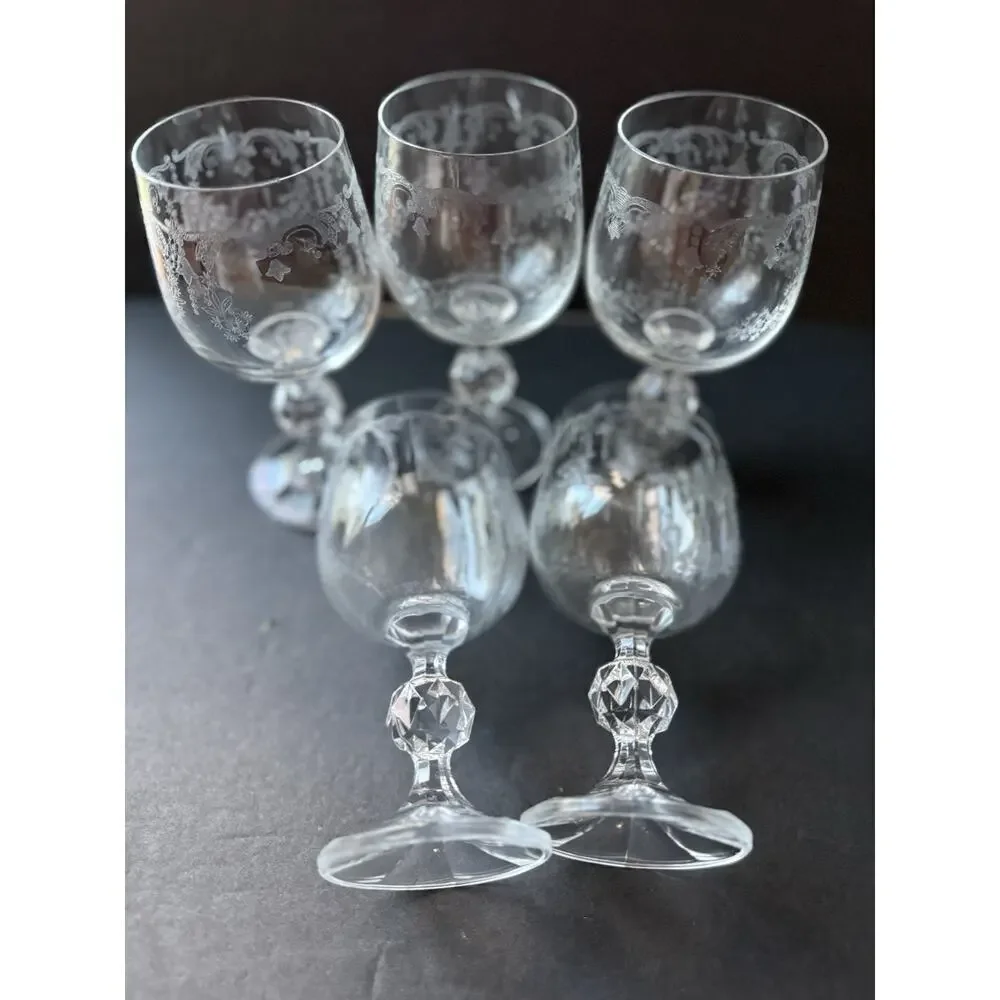 Vtg Cascade Czech Crystal Bohemia Cordial Wine Cocktail Glasses Set (5) Barware